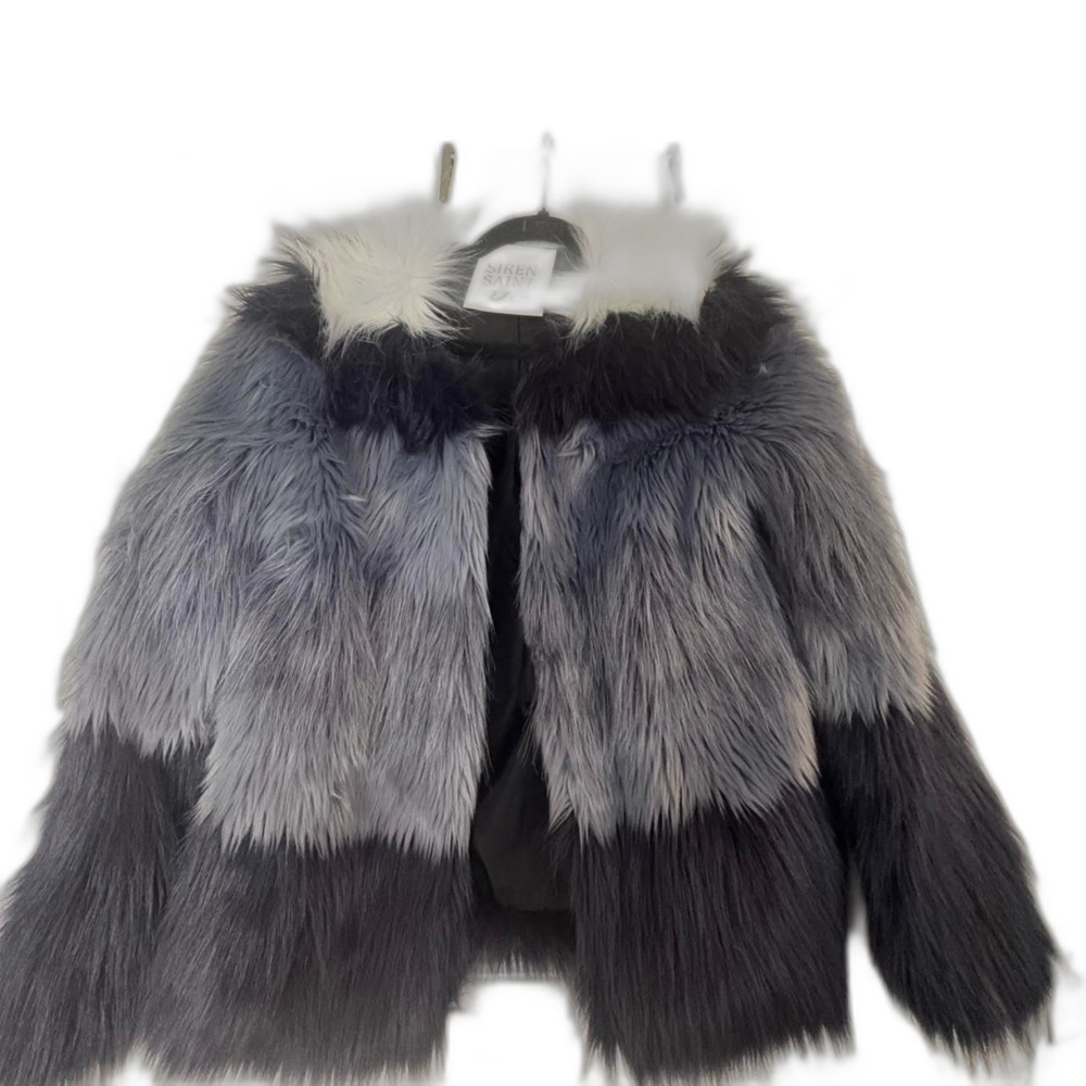 Women's Faux Fur Multi-colored Shift Coat
